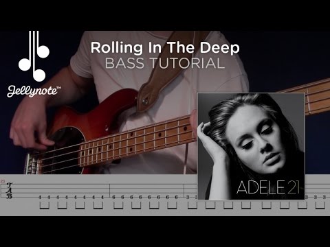 Rolling In The Deep - Adele - Play-a-long Bass Guitar Tutorial with Tabs (Jellynote Lesson)