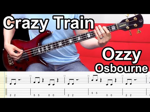 Ozzy Osbourne - Crazy Train // BASS COVER + Play Along Tabs