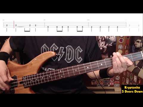 Kryptonite by 3 Doors Down - Bass Cover with Tabs Play-Along